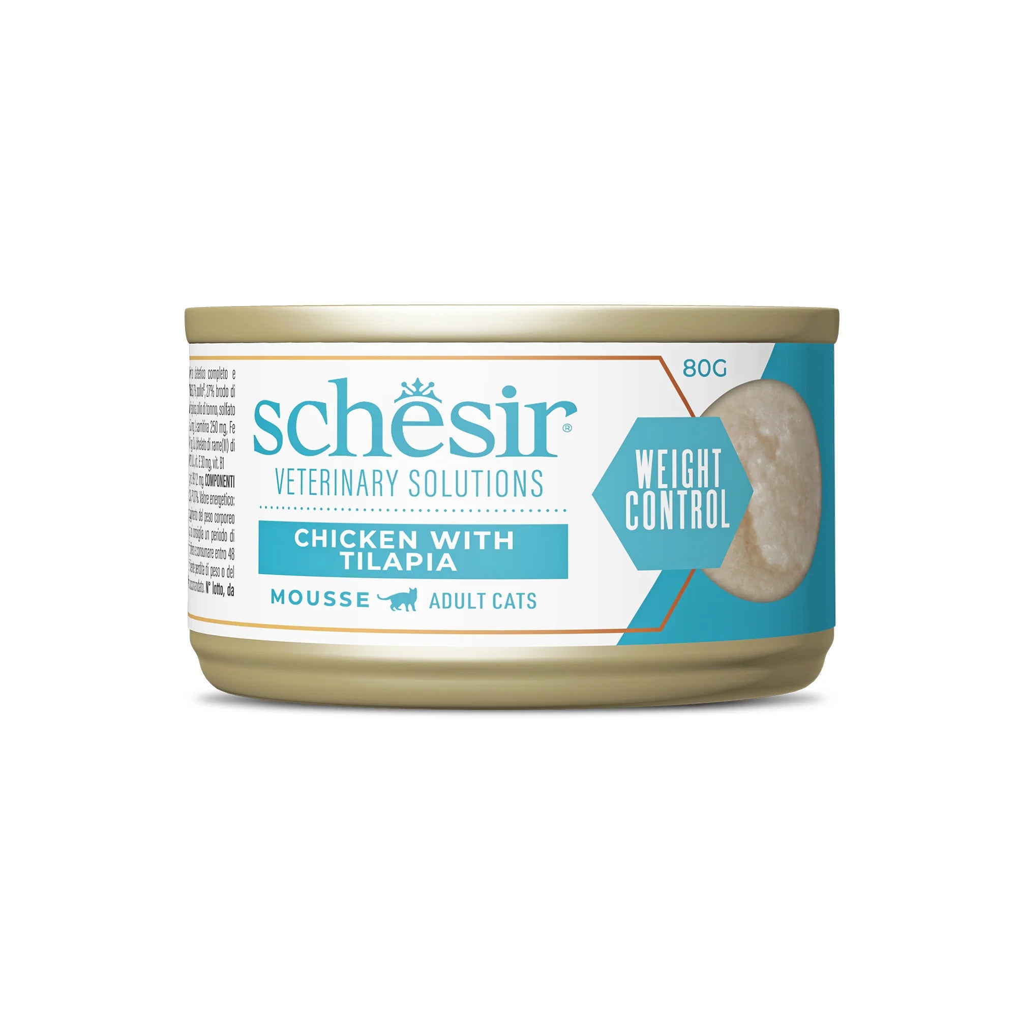 Alimento umido Schesir Weight Control Mousse Pollo e Tilapia 8x80 g per gatti adulti in sovrappeso Alimento umido Schesir Weight Control Mousse Pollo e Tilapia 8x80 g per gatti adulti in sovrappeso